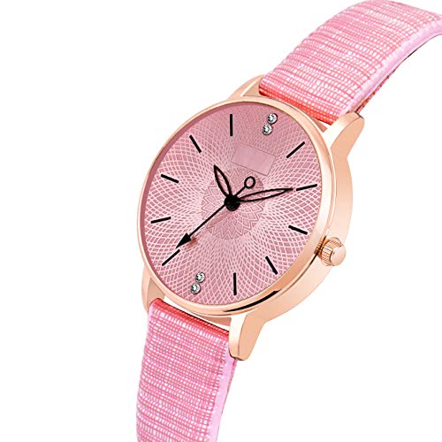 CLOUDWOOD Analog Ladies Wrist Watches Combo Set of Watch for Women Girls (Black and Pink Colored Dial & Strap) -MT312-314 - Image 3