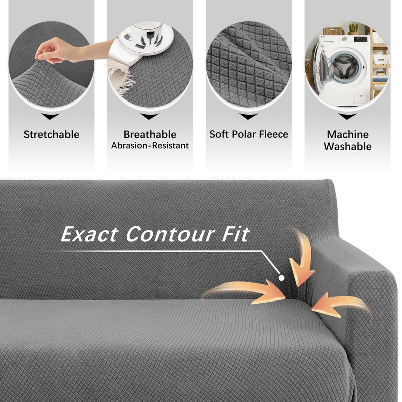 Arfntevss Stretch Sectional Couch Covers L Shaped Corner Sectional Sofa Cover Washable Jacquard Soft Fleece U Shape Sofa Slipcovers Anti Slip Furniture Protector for Dogs Pets (X-Large, Light Gray) - Image 5