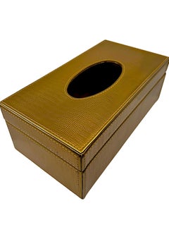 Falcon High Quality Wooden Hand Stitched Gold Colour Trimmed Design Rectangular Tissue Box 27X10X14cm  - Image 1
