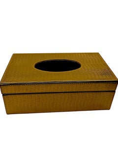 Falcon High Quality Wooden Hand Stitched Gold Colour Trimmed Design Rectangular Tissue Box 27X10X14cm  - Image 2