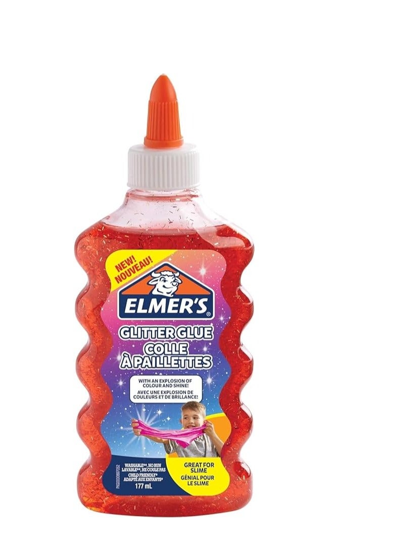 Elmers Washable Glitter Glue 177ml Red - Image 1