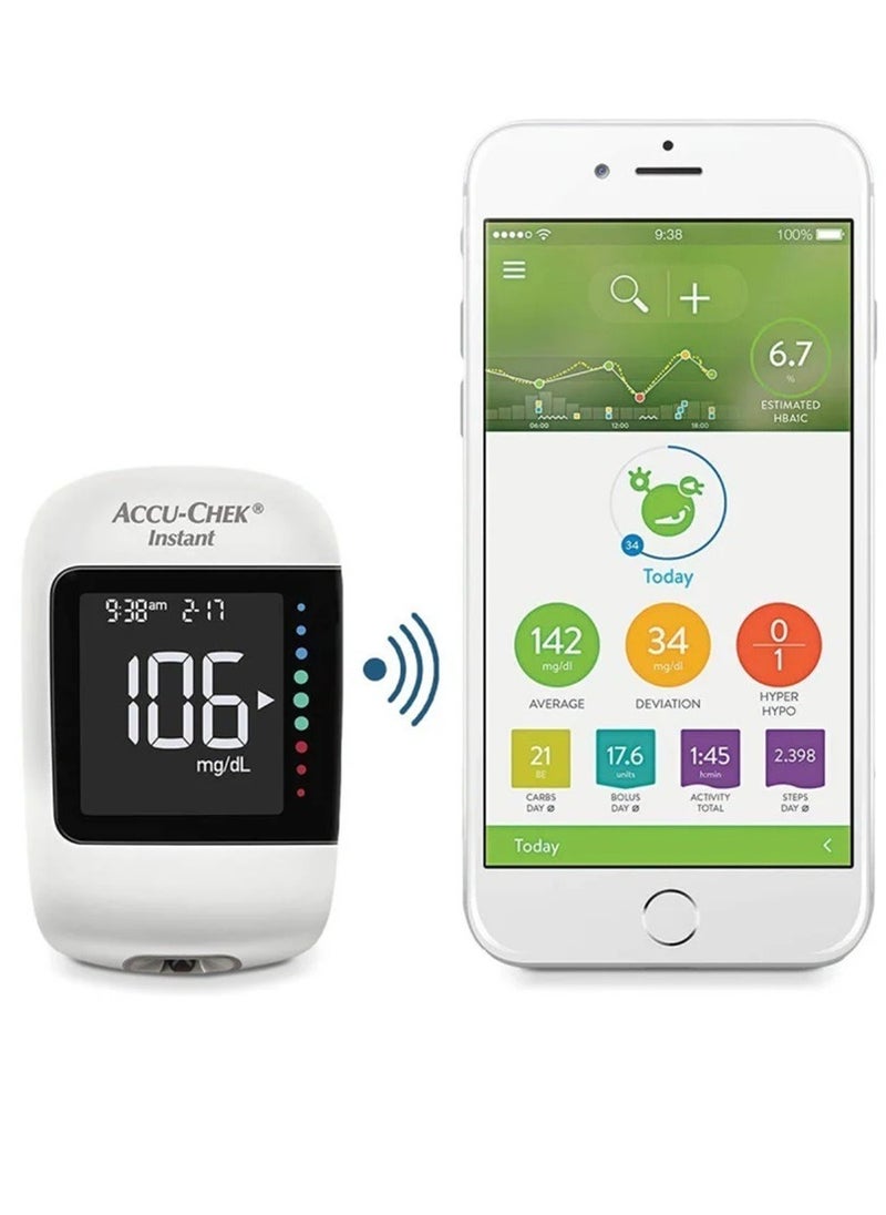 Bundle Wireless Blood Glucose Meter and Lancing Device Accu-Check Instant + Pack of100 Test Strips