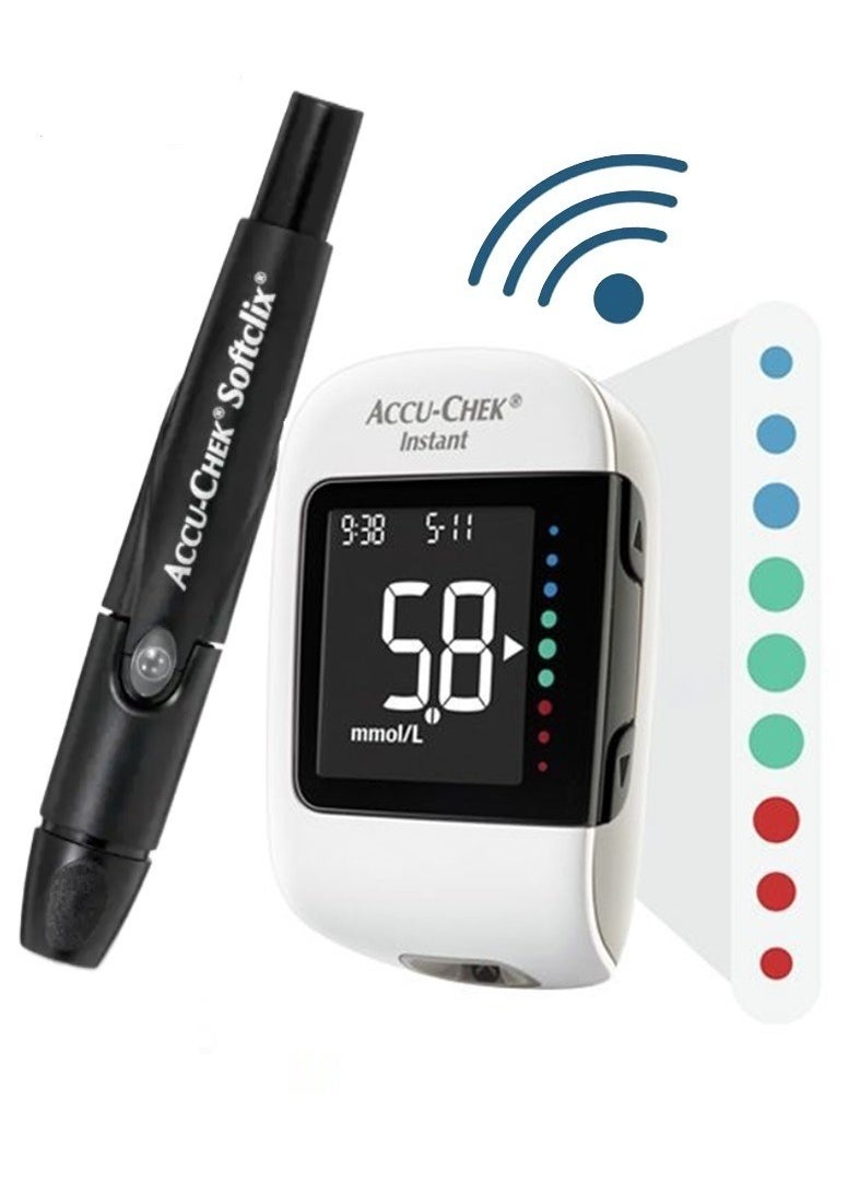 Bundle Wireless Blood Glucose Meter and Lancing Device Accu-Check Instant + Pack of100 Test Strips
