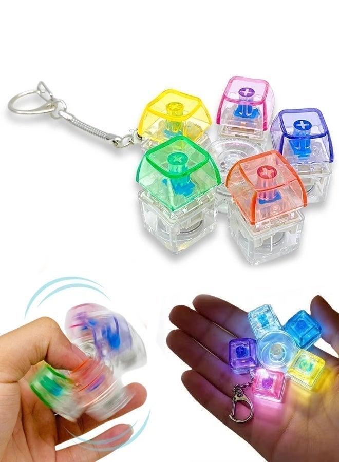 DAEVO Keyboard Fidget Toy for Adults with LED Lights Fidget Keychain Keyboard Rotatable Stress Relief Clicker Fidget Keyboard Squeeze Toy for Library Office Home - Image 1