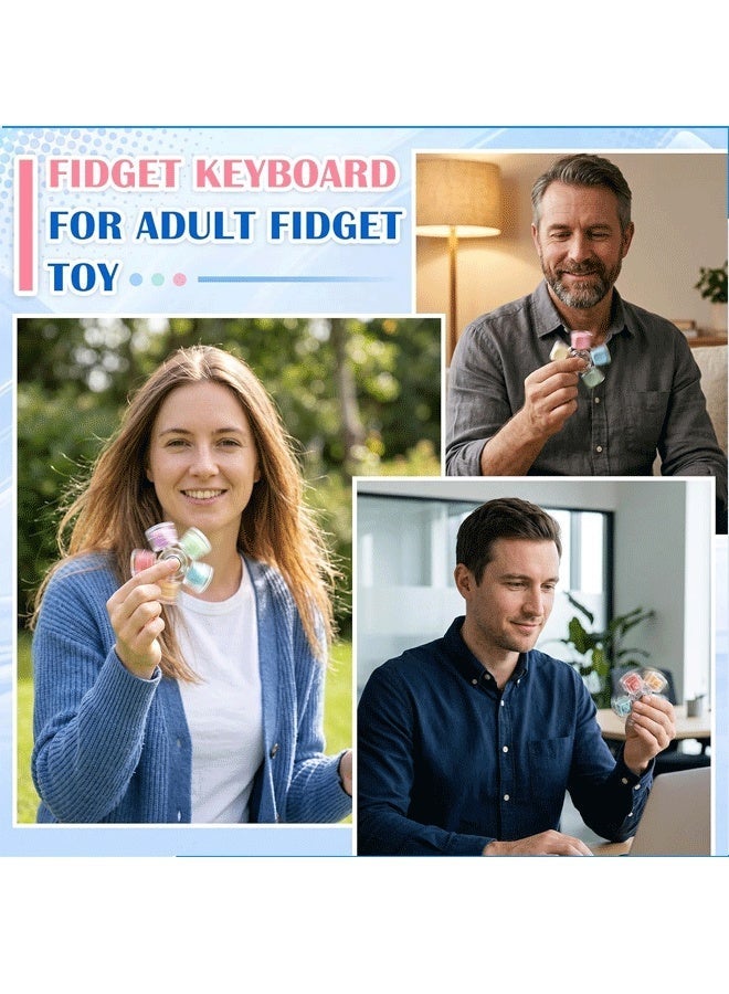 DAEVO Keyboard Fidget Toy for Adults with LED Lights Fidget Keychain Keyboard Rotatable Stress Relief Clicker Fidget Keyboard Squeeze Toy for Library Office Home - Image 5