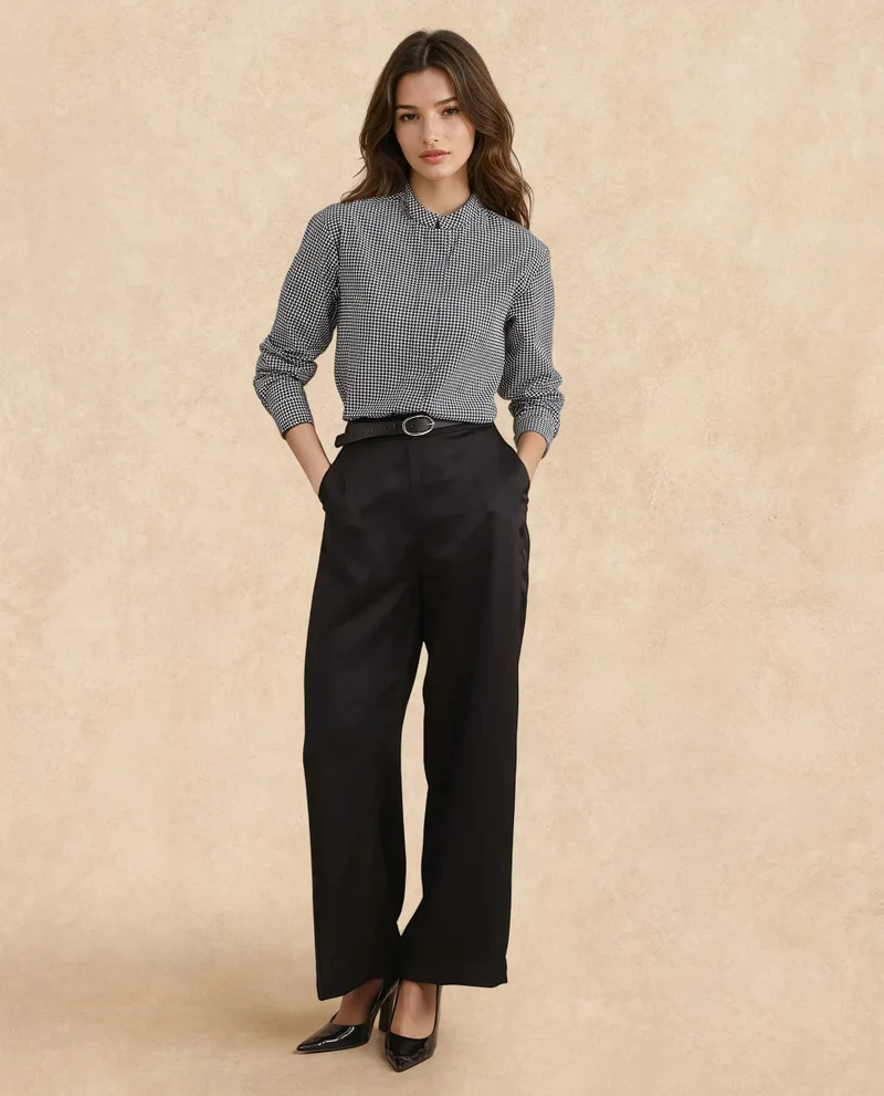 Rareism Women's High Neck Button Closure Top