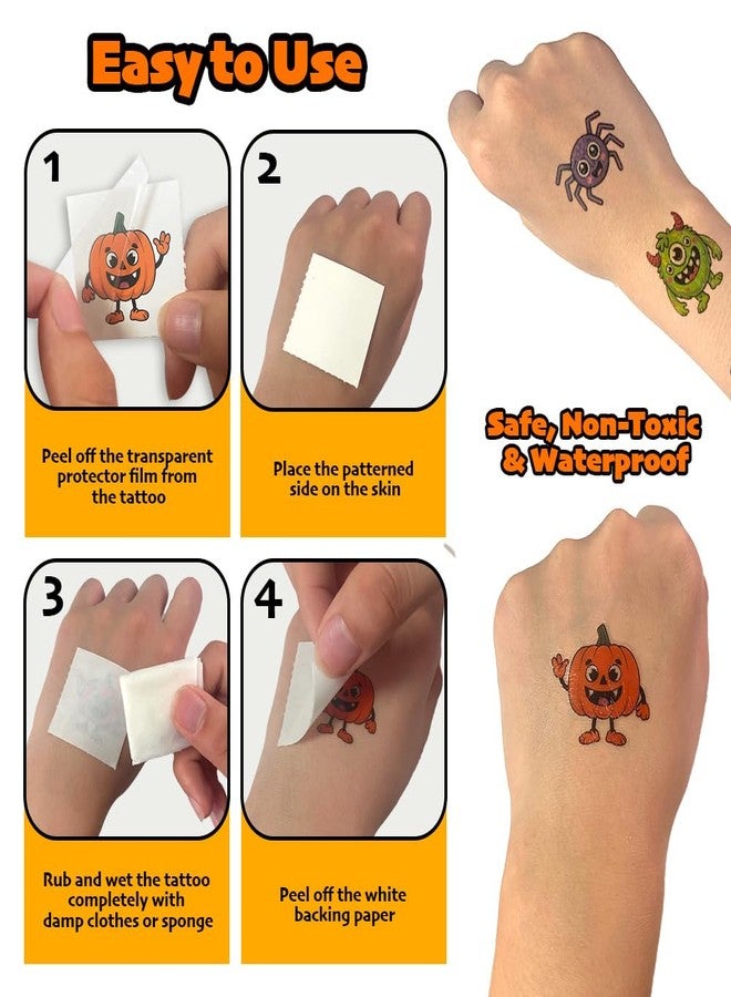 VKTEN 144PCS Halloween Temporary Tattoos for Kids – 24 Unique Child-Friendly Designs, Perforated Sheets – Trick or Treat Party Favors, Classroom Handouts, Exchange Gifts - Image 4