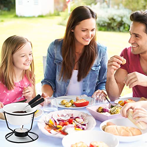 Luvan طقم لوفان 4 قطع من أواني الفوندو للشوكولاتة والزبدة والجبن، سخان زبدة سعة 5 أونصات للمأكولات البحرية مع 20 شمعة صغيرة، وعاء سيراميك آمن للاستخدام في الفرن والميكروويف وغسالة الصحون، مثالي لتغميس الفواكه والحلويات والوجبات الخفيفة - Image 5