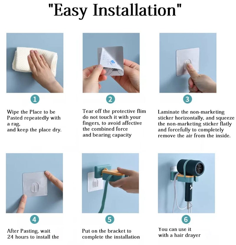 Luxula Wall Mounted Hands Free Hair Dryer Blow Dryer Sticker Holder Bathroom Hanging Stand - Image 4