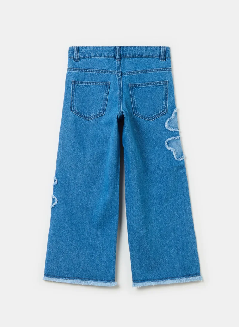 Ovs Wide-leg jeans with fringed flowers