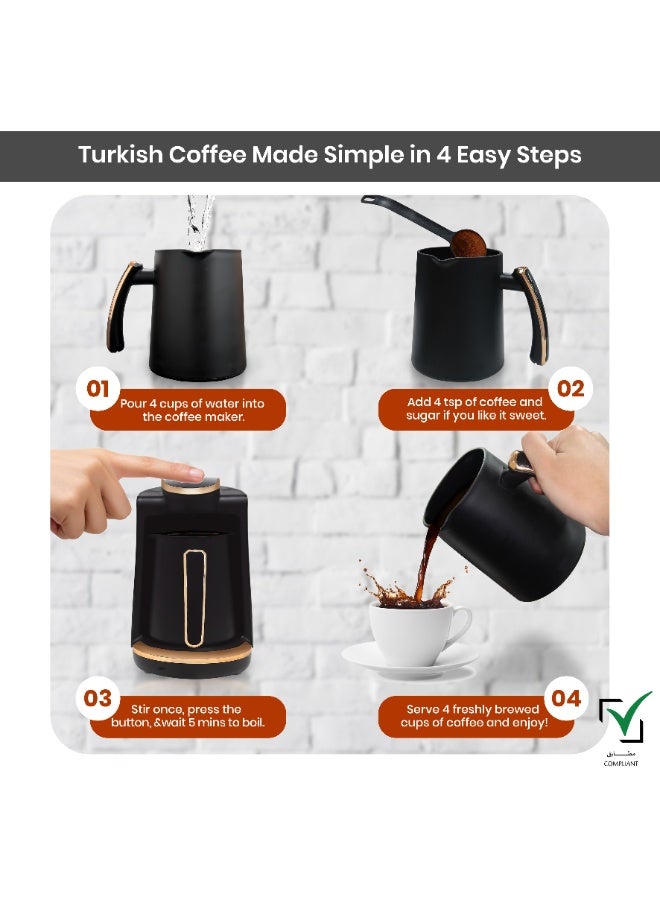 Jinou Turkish Coffee Maker - With Smart Touch Power Button - Made with Premium Quality Material & Non-Stick Coating -Coffee Machine to Make Coffee and Other Hot Beverages. (Black) - Image 3