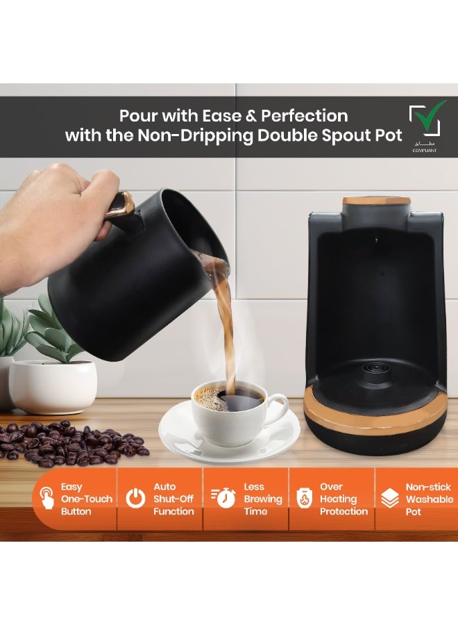 Jinou Turkish Coffee Maker - With Smart Touch Power Button - Made with Premium Quality Material & Non-Stick Coating -Coffee Machine to Make Coffee and Other Hot Beverages. (Black) - Image 5