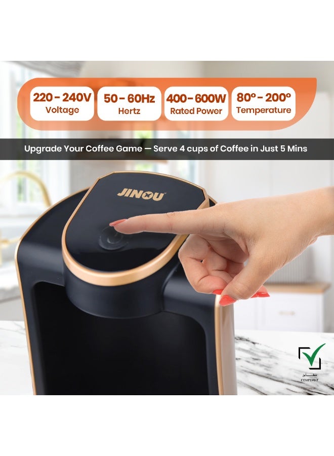 Jinou Turkish Coffee Maker - With Smart Touch Power Button - Made with Premium Quality Material & Non-Stick Coating -Coffee Machine to Make Coffee and Other Hot Beverages. (Black) - Image 4