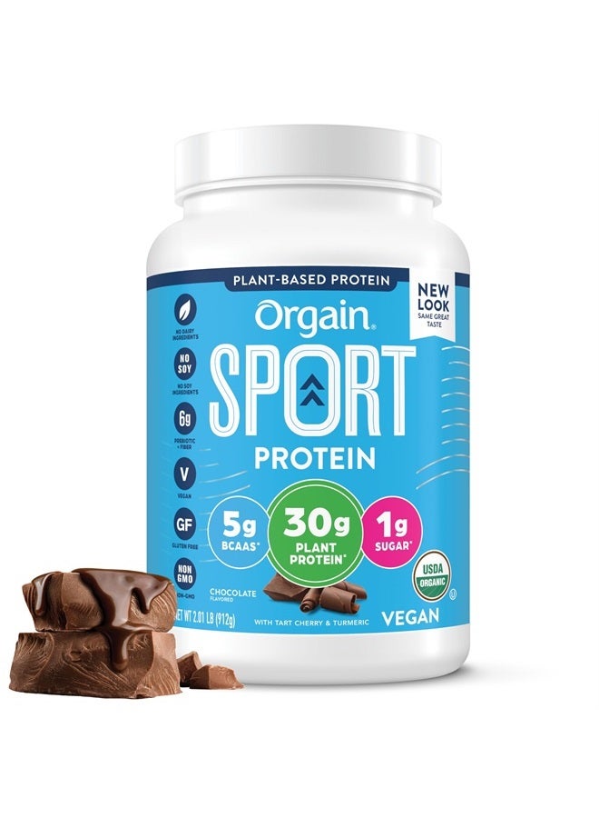 Orgain Organic Sport Vegan Protein Powder, Chocolate - 30g Plant Protein, 6g Prebiotic Fiber, 5g BCAA For Pre-Workout, Muscle Recovery, Gluten Free, Non-GMO, No Dairy or Lactose Ingredients - 2.01lb - Image 1