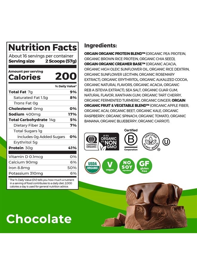 Orgain Organic Sport Vegan Protein Powder, Chocolate - 30g Plant Protein, 6g Prebiotic Fiber, 5g BCAA For Pre-Workout, Muscle Recovery, Gluten Free, Non-GMO, No Dairy or Lactose Ingredients - 2.01lb - Image 2