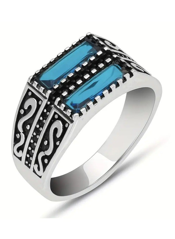 هوم كليرانس سايل خاتم خطوبة سبائك فضية أنيق للرجال مع الزركونيا المكعب-مثالي للارتداء اليومي والهدايا - Image 2