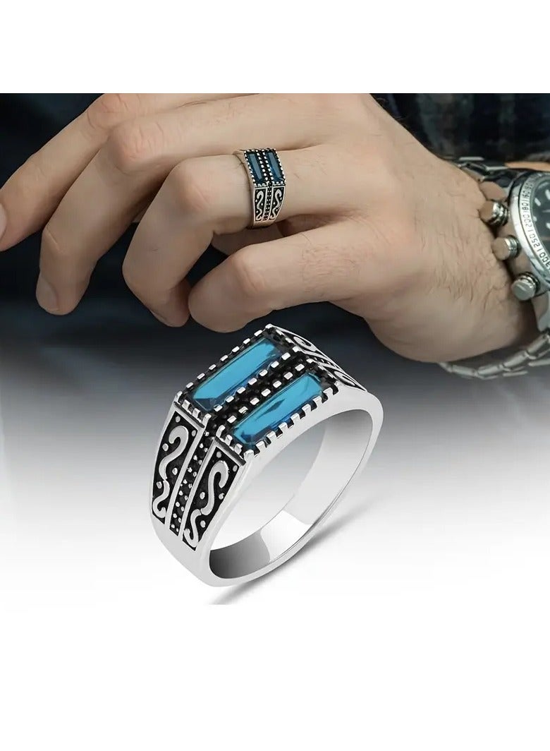 هوم كليرانس سايل خاتم خطوبة سبائك فضية أنيق للرجال مع الزركونيا المكعب-مثالي للارتداء اليومي والهدايا - Image 4