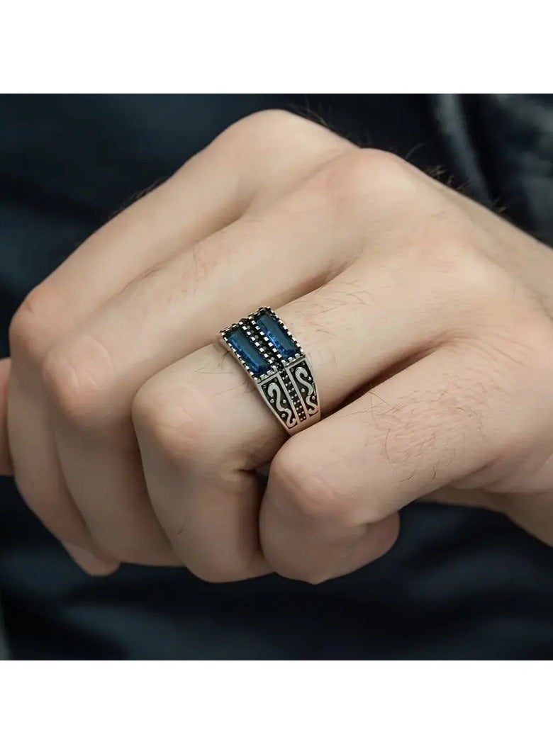 هوم كليرانس سايل خاتم خطوبة سبائك فضية أنيق للرجال مع الزركونيا المكعب-مثالي للارتداء اليومي والهدايا - Image 3