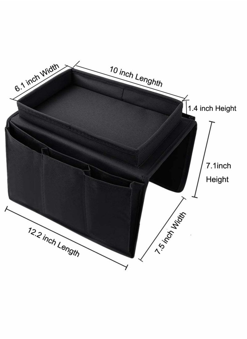 Excefore Sofa Armrest Organizer with Cup Holder  Tablet Book Magazines Drinks Holder Pouch Tray Chair Arm TV Remote Holder for Recliner Couch Armchair Caddy Bedside Storage Pockets Bag for Cellphone  - Image 4
