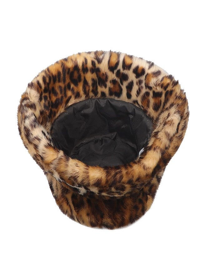 PURFUN Fuzzy Faux Fur Bucket Hat for Men Women, Vintage 1920'S Cloche Hats Bowler Hat Winter Warm Driving Cycling Camping Fisherman Cap Travel Fishing Headwear Head Warmer Leopard - Image 5