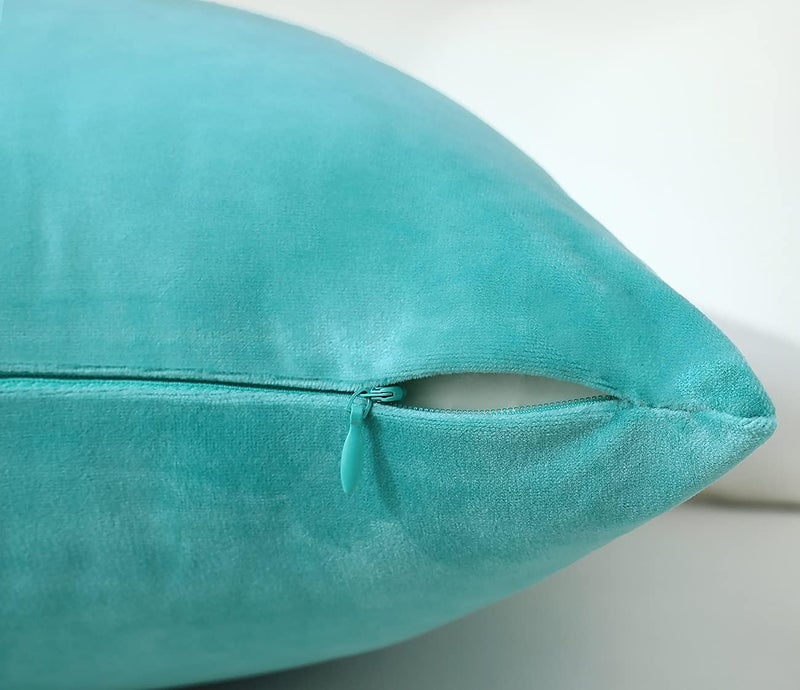 mixeoo Comfy Turquoise Green Throw Pillow Covers Decorative Lumbar Solid Rectangle Thick Velvet Super Soft Cushion Cases Home Decor for Sofa Couch Living Room Chair, Set of 2, 12 x 20 Inch - Image 4