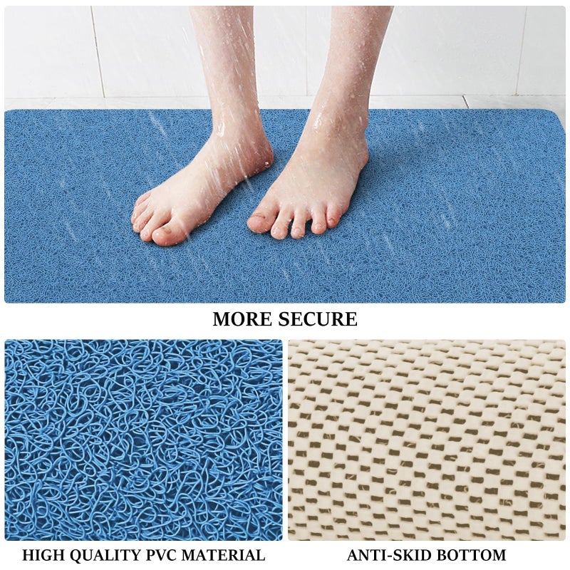 LuxStep Shower Mat Bathtub Mat,24x16 inch, Non-Slip Bath Mat with Drain, Quick Drying PVC Loofah Bathmat for Tub,Shower,Bathroom (Lake Blue) - Image 3