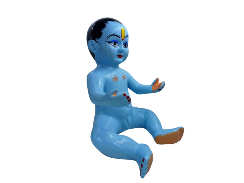 Achleshwar Cultured Marble Hand Crafted Laddu Gopal Statue Bal Gopal Idol Divine Pooja Murti Decorative Gift Spiritual Home Decor Blue 11 Inch - Image 4