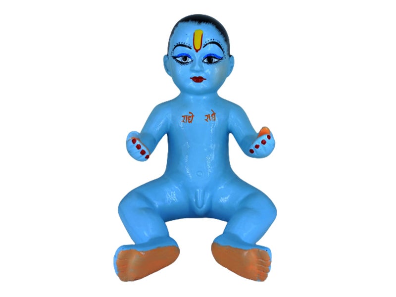 Achleshwar Cultured Marble Hand Crafted Laddu Gopal Statue Bal Gopal Idol Divine Pooja Murti Decorative Gift Spiritual Home Decor Blue 11 Inch - Image 1