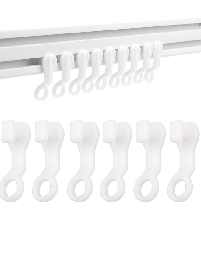 100 قطعة خطافات ستائر بلاستيكية بيضاء مع حلقات للستائر لتسهيل فتح وإغلاق الستائر بمقاس 2.7x0.8 سم أبيض - Image 1