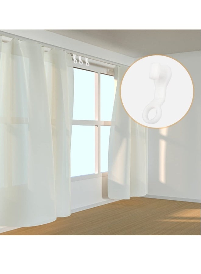 100 قطعة خطافات ستائر بلاستيكية بيضاء مع حلقات للستائر لتسهيل فتح وإغلاق الستائر بمقاس 2.7x0.8 سم أبيض - Image 5