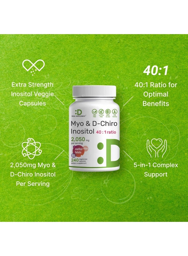 DEAL SUPPLEMENT Myo-Inositol & D-Chiro Inositol Supplement for Women (40:1) | 2,050mg Per Serving | 240 Veggie Capsules | with Folate, Vitamin D3 & Vitex | Hormonal Balance & Cycle Support | Non-GMO - Image 4
