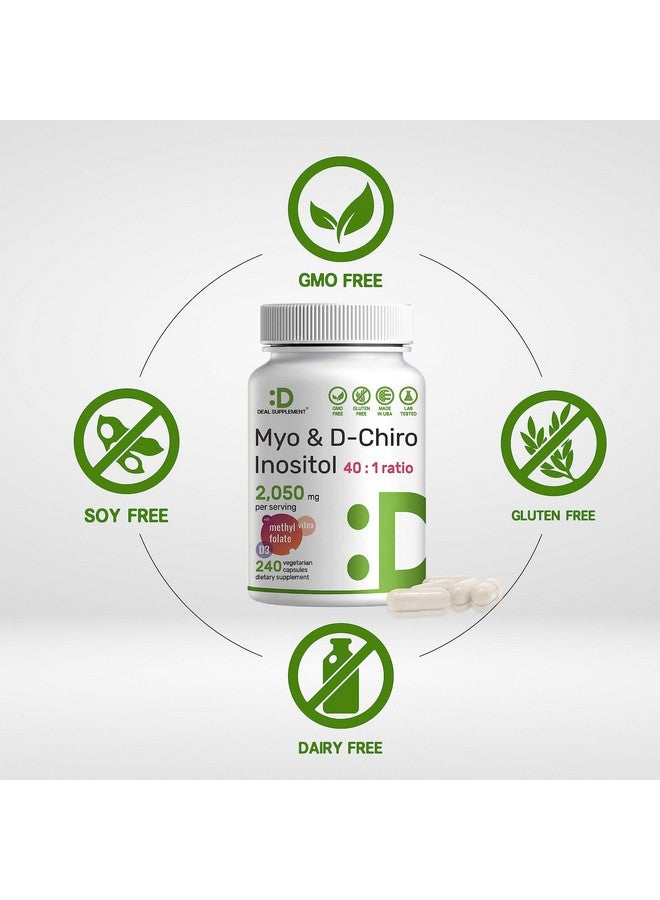 DEAL SUPPLEMENT Myo-Inositol & D-Chiro Inositol Supplement for Women (40:1) | 2,050mg Per Serving | 240 Veggie Capsules | with Folate, Vitamin D3 & Vitex | Hormonal Balance & Cycle Support | Non-GMO - Image 3