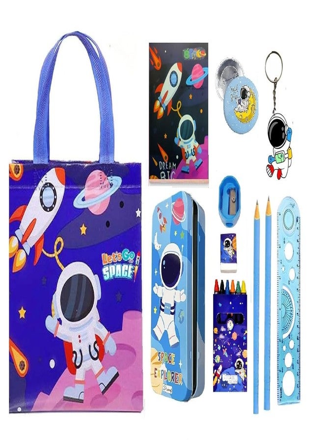 Krisus 11pcs Space Theme Return Gift Set for Boys with Pencil Box & Goodies Bag - Astronaut Adventure Stationery Kit for Students – Perfect for Birthdays, School Giveaways & Party Favors - Image 1