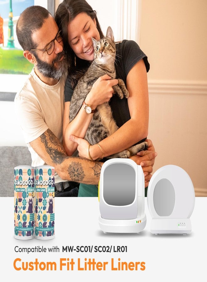 أكياس تبطين صندوق فضلات القطط من AMOGOGOPET، ٥٠ قطعة، متوافقة مع Meowant MW-SC01 وMW-SC02 وMW-LR01، أكياس نفايات بديلة شديدة التحمل لصندوق فضلات القطط الأوتوماتيكي، أكياس قمامة مانعة للتسرب برباط، ١٨.٥ بوصة × ١٢.٦ بوصة - Image 2