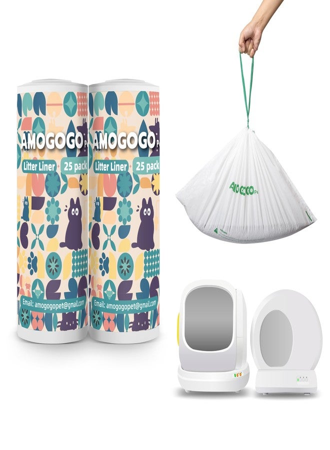 أكياس تبطين صندوق فضلات القطط من AMOGOGOPET، ٥٠ قطعة، متوافقة مع Meowant MW-SC01 وMW-SC02 وMW-LR01، أكياس نفايات بديلة شديدة التحمل لصندوق فضلات القطط الأوتوماتيكي، أكياس قمامة مانعة للتسرب برباط، ١٨.٥ بوصة × ١٢.٦ بوصة - Image 1