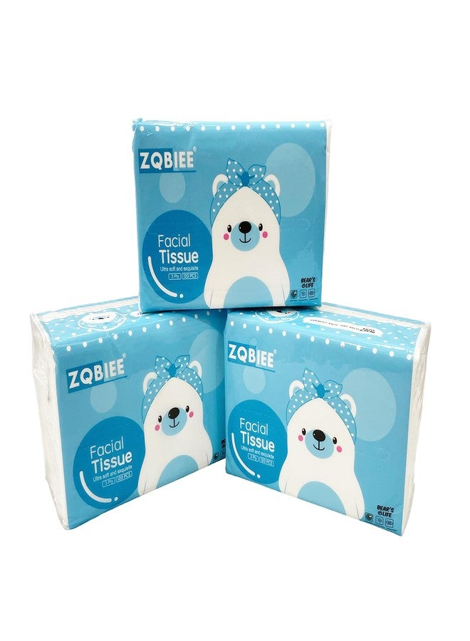 ZQBIEE 3Ply Facial Tissue Paper Soft Pack - 120 Sheets Per Pack (Pack of 3) - Image 1