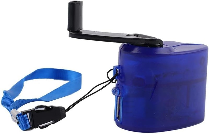 USB Hand Crank for CHARGER Generator with Manual Dynamo for Mobile Phones Digital Devices Portable Power Source for Travel Outdoor Use ABS Material with Indicator Light(Blue) - Image 1