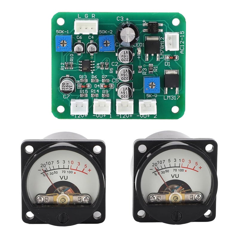 عرض متر لوحة مزدوج VU مع مقاوم قابل للتعديل وإضاءة خلفية دافئة لتضخيم الاستوديو - Image 1