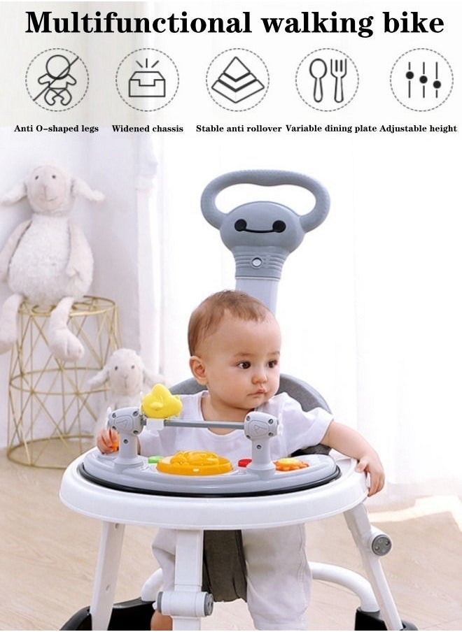 XiuWoo Baby Stroller Silent Wheel Anti o-shaped Leg Anti Fall Anti Rollover  Walker Assistance Can Sit On A Handcart U-shaped With Music Disc And Foot Pad, Walking Short Push Handle And Adult Long Push Hand  - Image 3