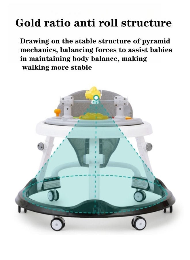 XiuWoo Baby Stroller Silent Wheel Anti o-shaped Leg Anti Fall Anti Rollover  Walker Assistance Can Sit On A Handcart U-shaped With Music Disc And Foot Pad, Walking Short Push Handle And Adult Long Push Hand  - Image 5