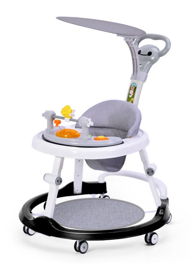 XiuWoo Baby Stroller Silent Wheel Anti o-shaped Leg Anti Fall Anti Rollover  Walker Assistance Can Sit On A Handcart U-shaped With Music Disc And Foot Pad, Walking Short Push Handle And Adult Long Push Hand  - Image 1