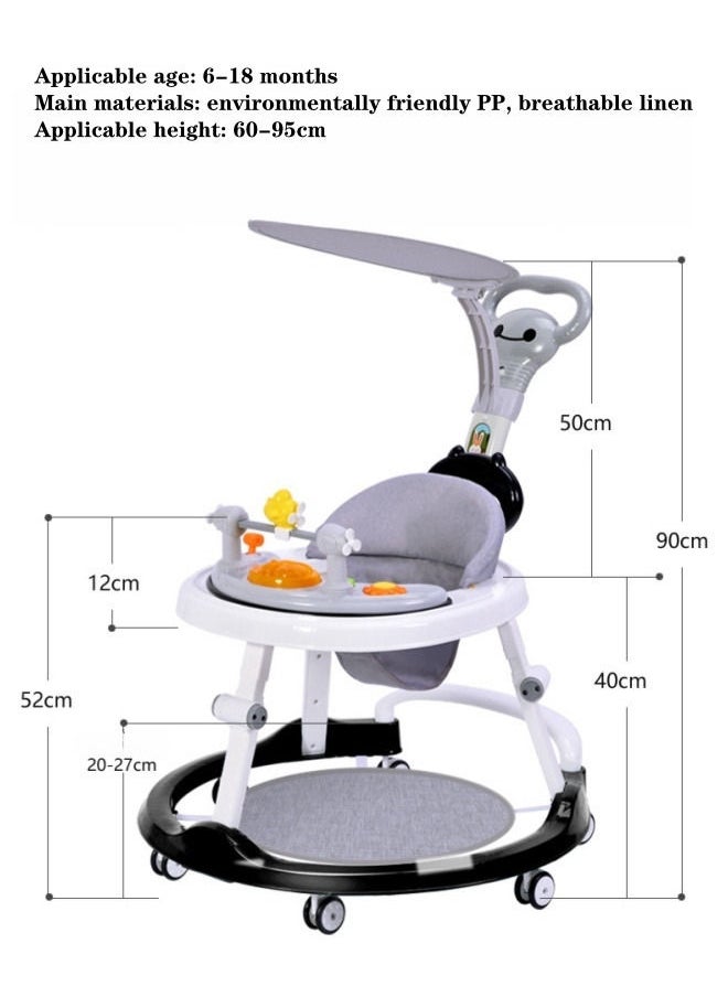 XiuWoo Baby Stroller Silent Wheel Anti o-shaped Leg Anti Fall Anti Rollover  Walker Assistance Can Sit On A Handcart U-shaped With Music Disc And Foot Pad, Walking Short Push Handle And Adult Long Push Hand  - Image 2