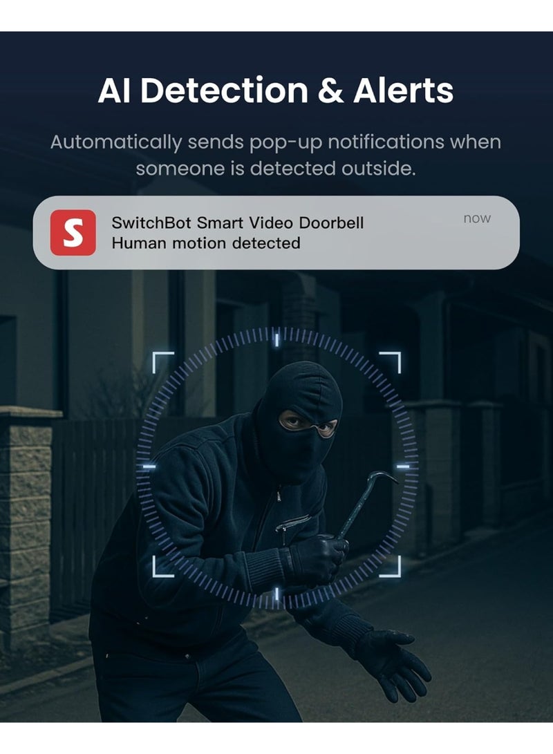 SwitchBot Doorbell Camera with Monitor – 2K Video, Wireless Intercom, Motion Detection, 2-Way Audio, Dual Power, No Subscription, Alexa & Google Home Compatible - Image 5