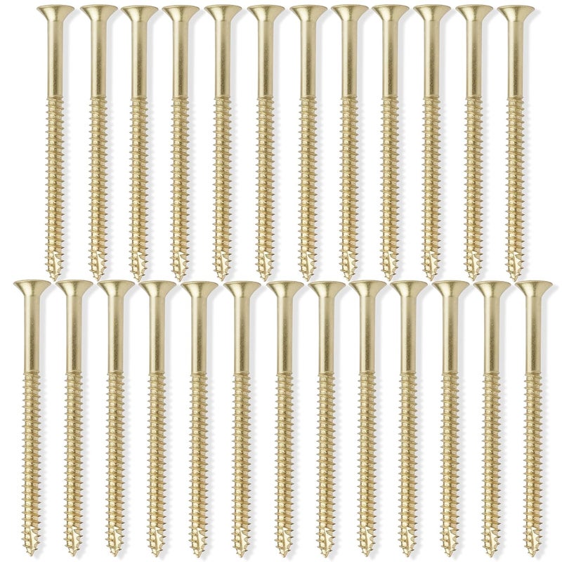 CAULDHAM Store Bright Brass Wood Screws #9 x 3 Inch for Door Hinges - 25 Pack - Image 3