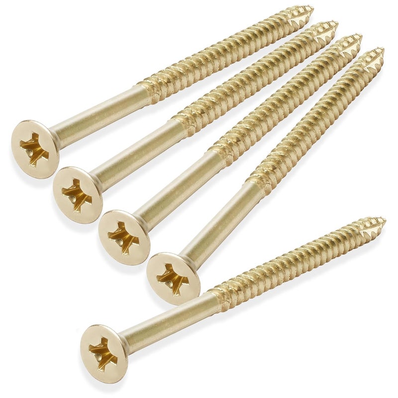 CAULDHAM Store Bright Brass Wood Screws #9 x 3 Inch for Door Hinges - 25 Pack - Image 1