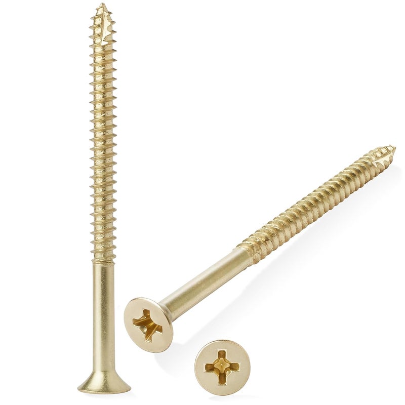 CAULDHAM Store Bright Brass Wood Screws #9 x 3 Inch for Door Hinges - 25 Pack - Image 5