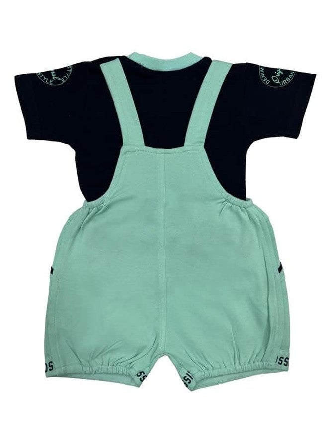 SPONGY Dungaree Set for Baby Boy and Baby Girl | Kids Cotton Clothing Set(Turquoise)(9-15 Months) - Image 2