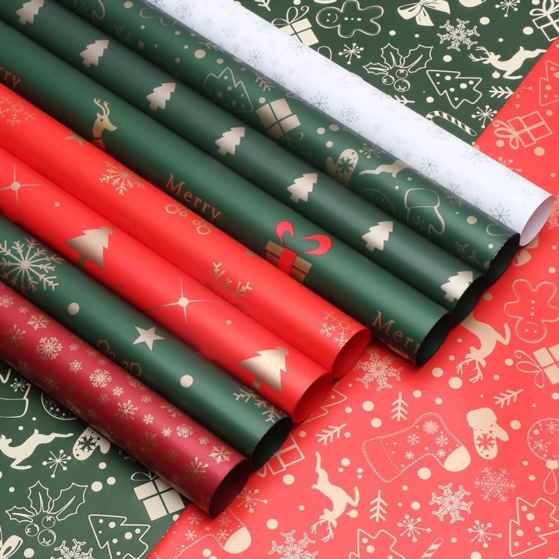 Brilliant Christmas Flower Wrapping Paper – Plastic Film Gift Packaging, 20 Sheets, 57x57cm - Image 3
