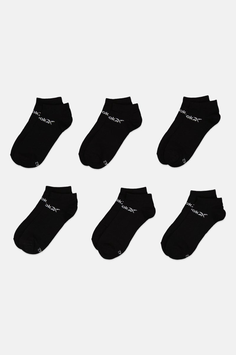 Reebok Men 6 Pairs Brand Logo Low Cut Socks, Black - Image 3