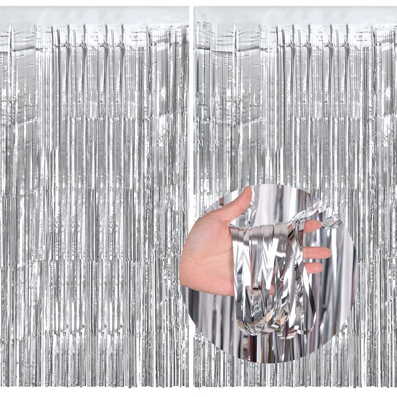 wohohoho 77Pcs Silver Happy Birthday Party Decorations Kit, Happy Birthday Banner, Silver Streamers Foil Tinsel Backdrop, 4 Colors Heart Balloons with 50Pcs Colorful Balloons Party Decor for Women Men Boy Teen - Image 3